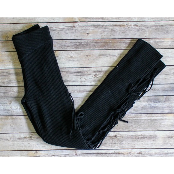 Maniere De Voir Pants - Maniere De Voir‎ Leggings Womens Small Black Ribbed Knit Side Tie Cashmere Blend